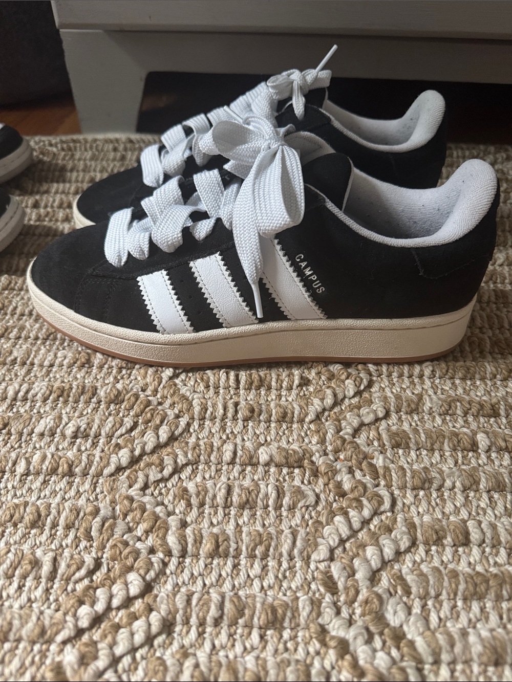 adidas Kids Black and White Campus Suede Sneakers